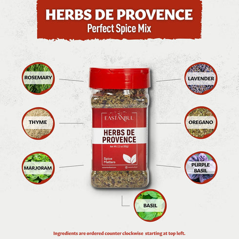 Eastanbul Herbs De Provence Seasoning, 2.3oz Natural Herbes De Provence Seasoning Spice Blend, Herb De Provence Seasoning, From France Culinary Tr...